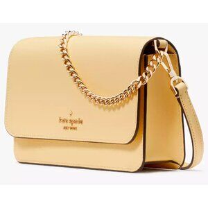 S Kate Spade Madison Flap Crossbody Bag Yellow Leather Chain Butter KC586 NWT